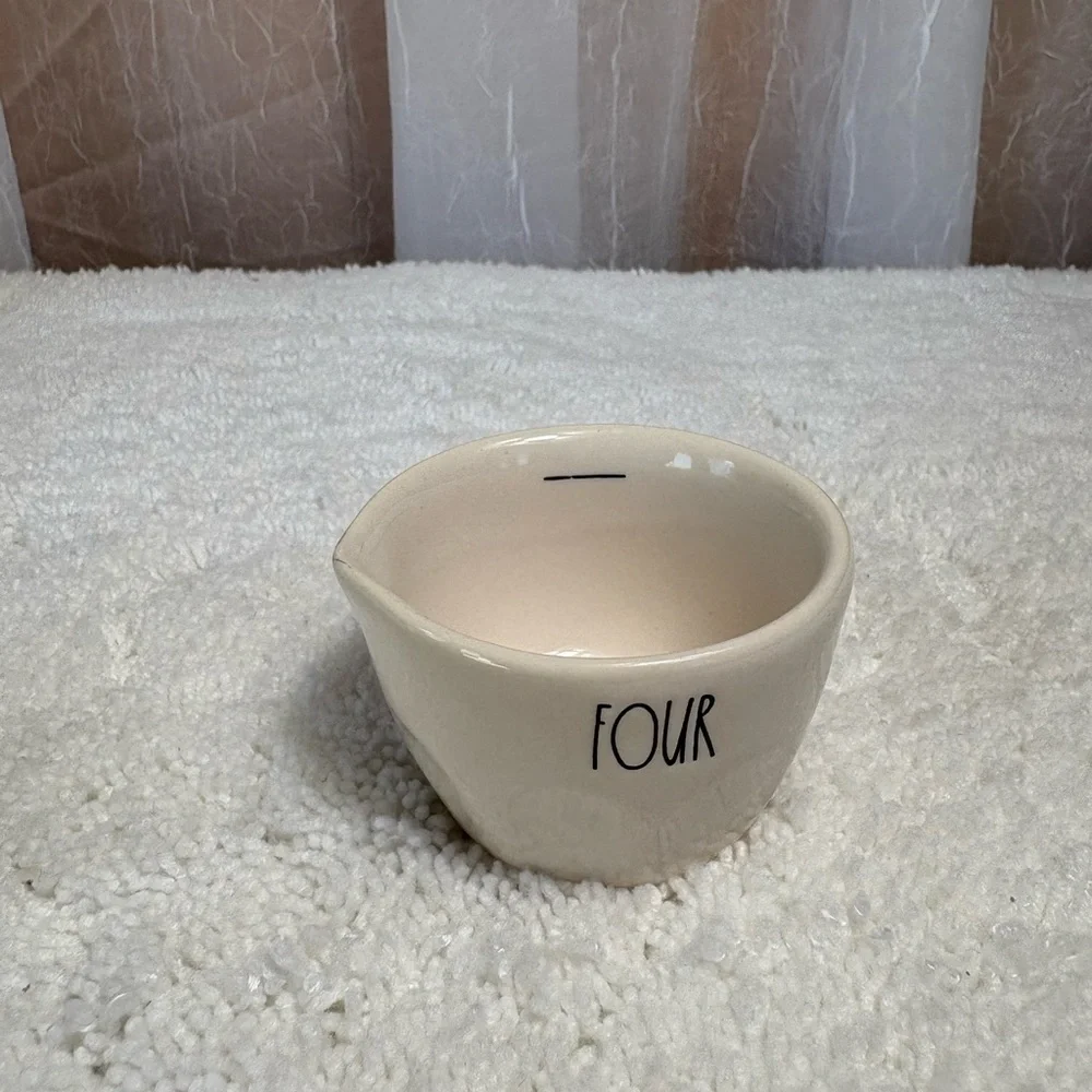 Rae Dunn Artisan Collection Measuring Cups. 4-Piece Set of White Ceramic Cups.